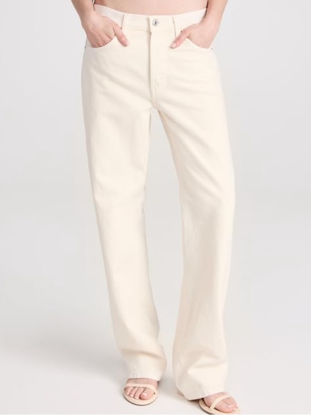 Re/Done Women's Ivory Straight-Leg Jeans